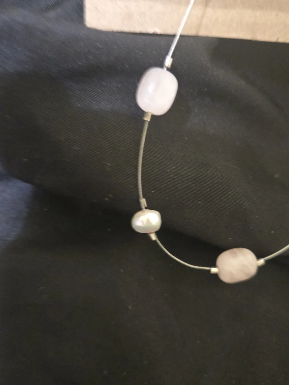Sterling Silver 925 Rose Quartz Cultured Pearl Necklace 18in